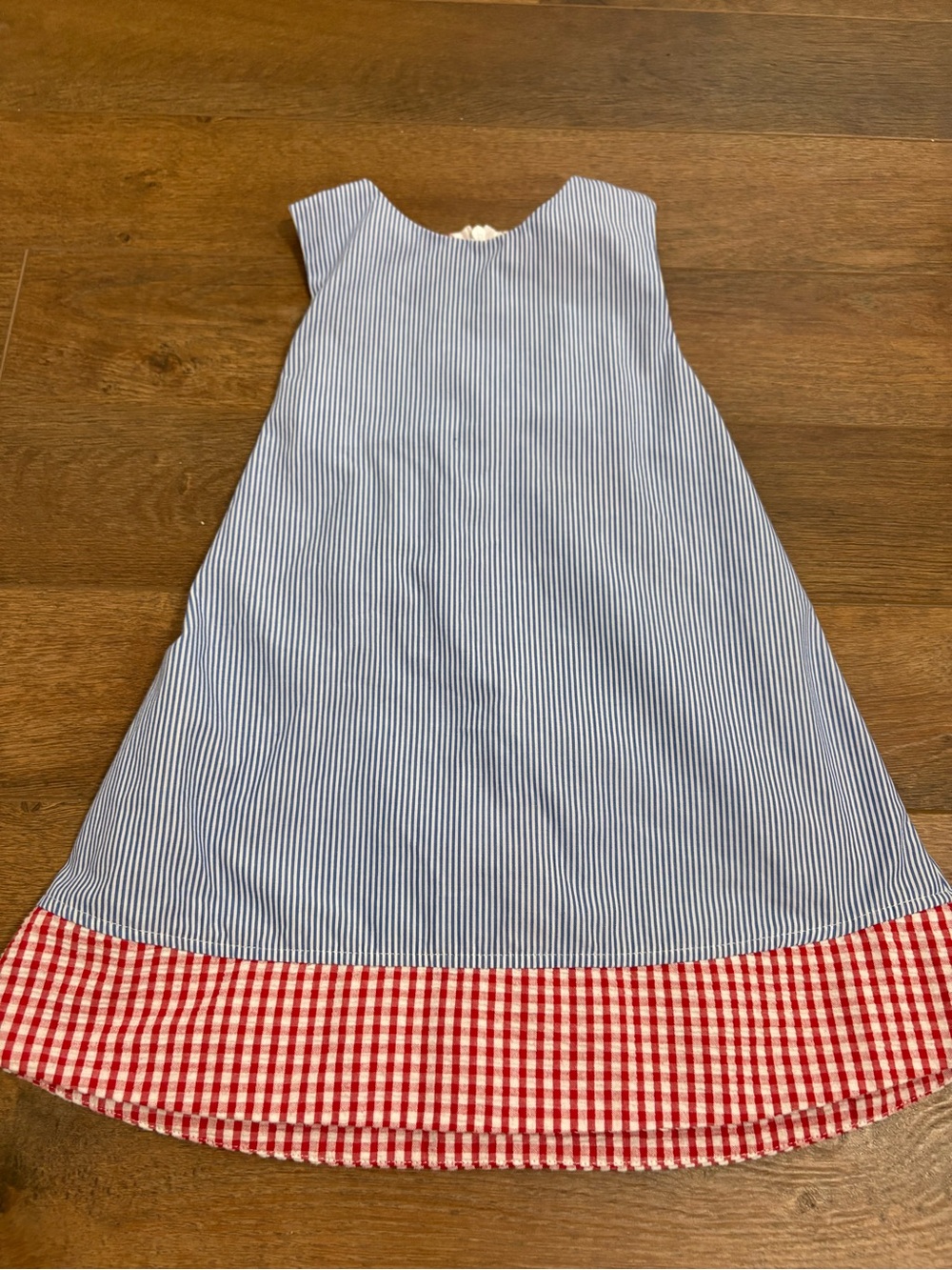 Banana Split Girls 3T Blue Stripe Red Gingham Patriotic Dress